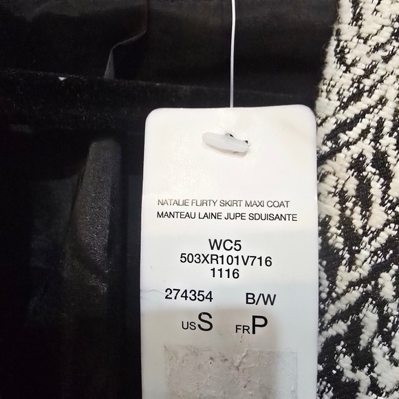 bebe B&W Herringbone Wrap Coat | Size Small |faux Leather Trim Belted Coat | NWT - Picture 13 of 13